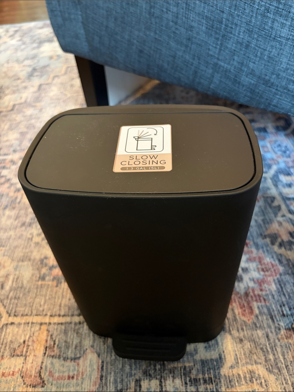 Black Slow-Closing Pedal Small Trash Can w/ removable bin